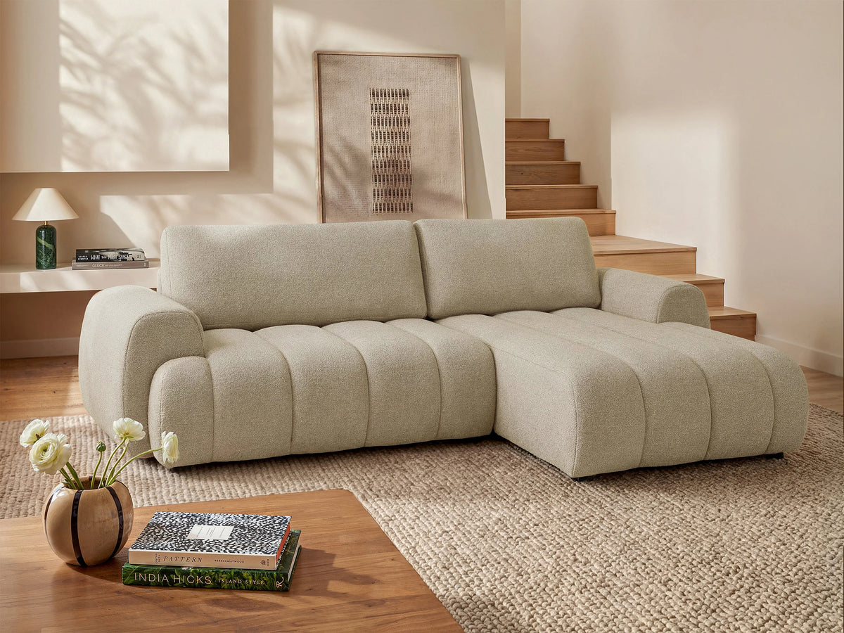 Canapé nuage d'angle droit convertible beige - FRIDORA