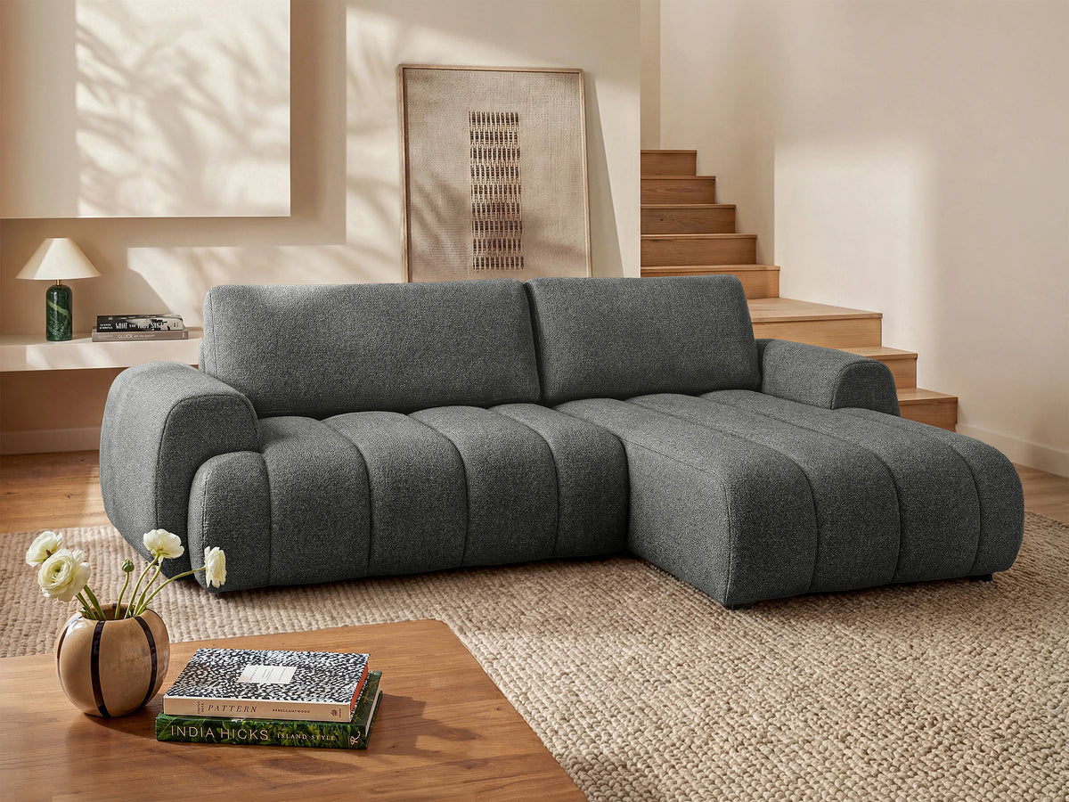 Canapé nuage d'angle droit convertible gris - FRIDORA