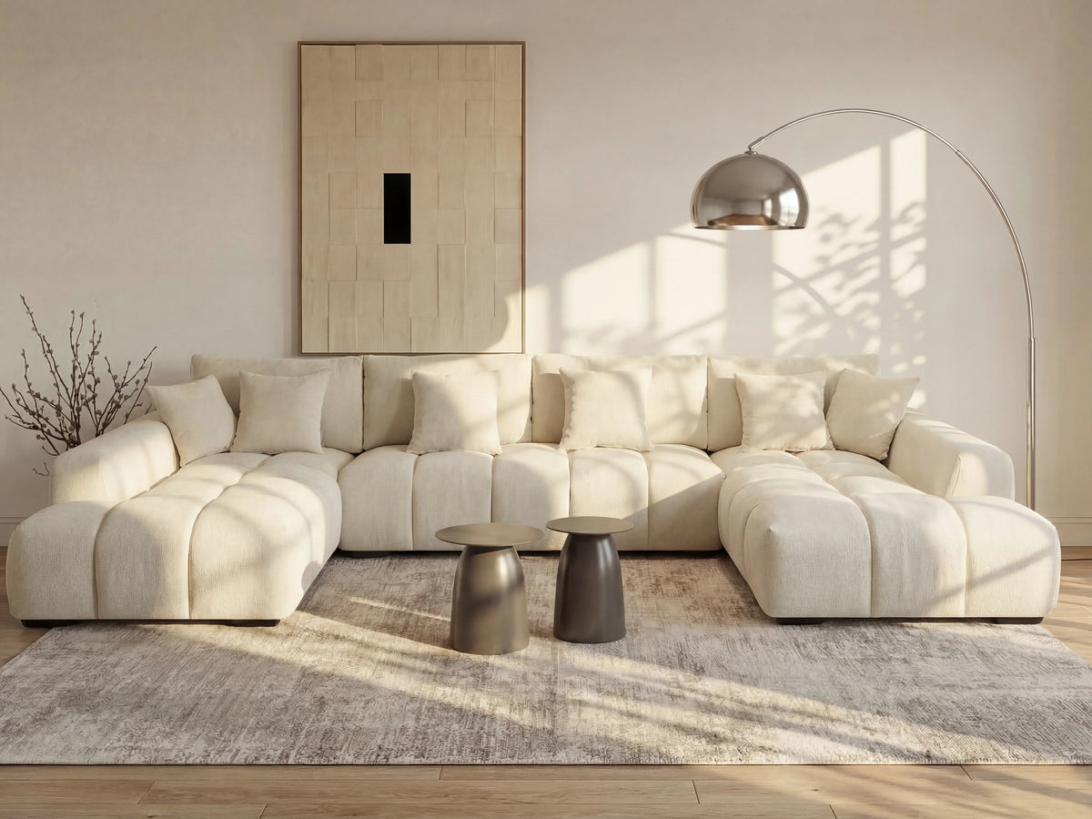 Canapé nuage panoramique grand format en tissu beige - BERENIA