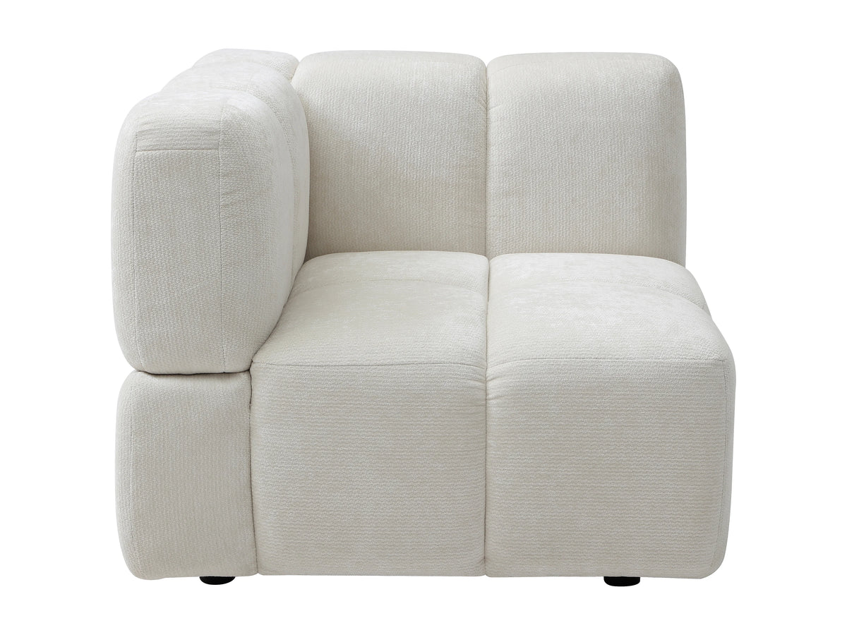 Fauteuil nuage d'angle en tissu texturé blanc cassé - CARLIVI