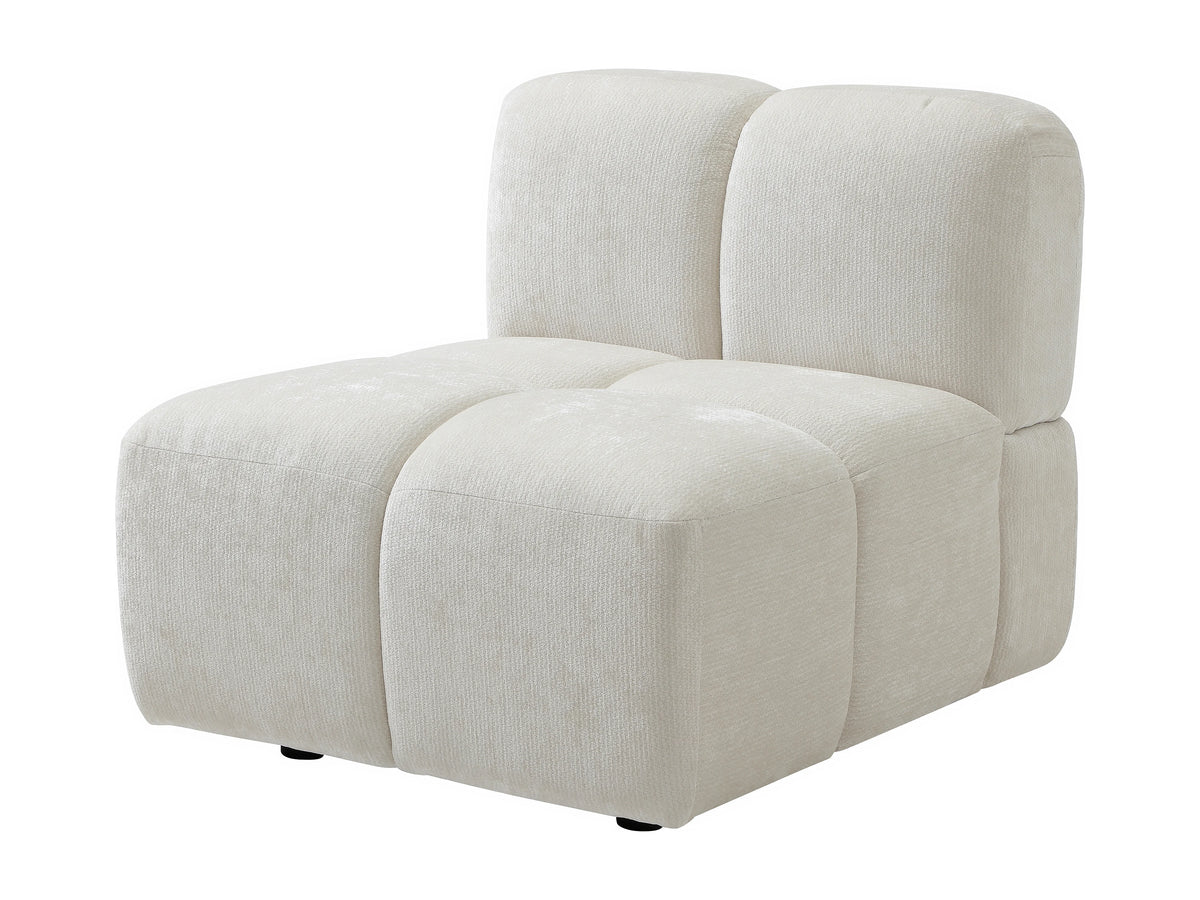 Canapé nuage d'angle modulable en tissu texturé blanc cassé - CARLIVI