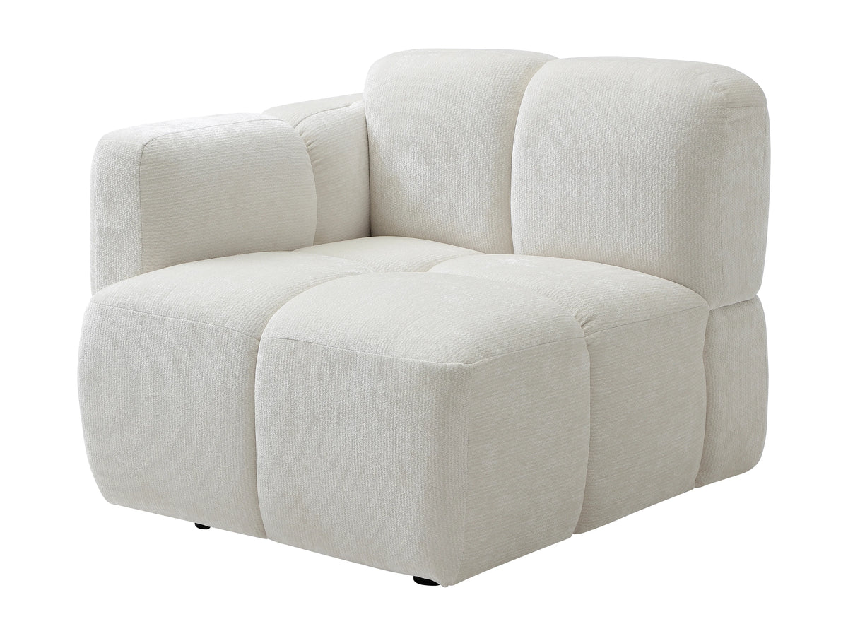 Canapé nuage d'angle modulable en tissu texturé blanc cassé - CARLIVI