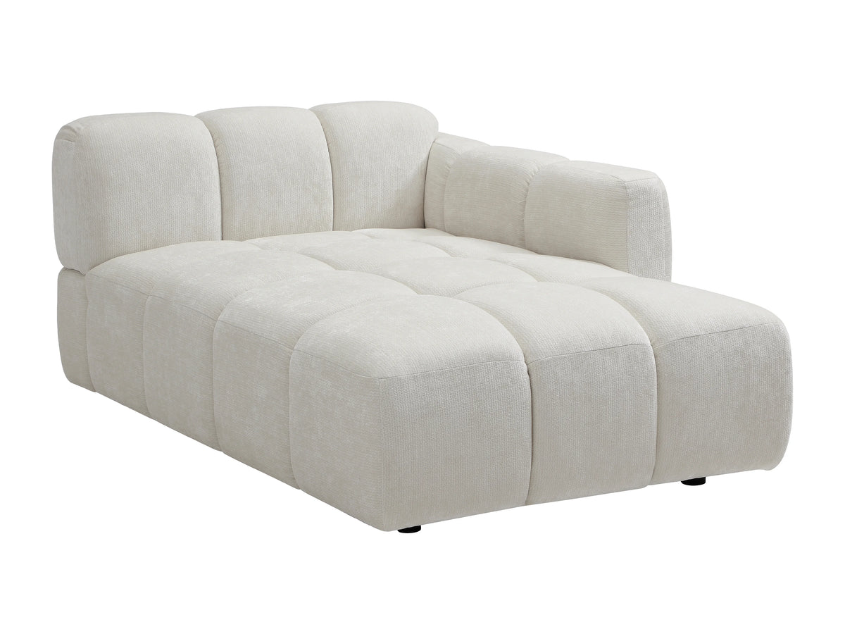 Canapé nuage d'angle modulable en tissu texturé blanc cassé - CARLIVI