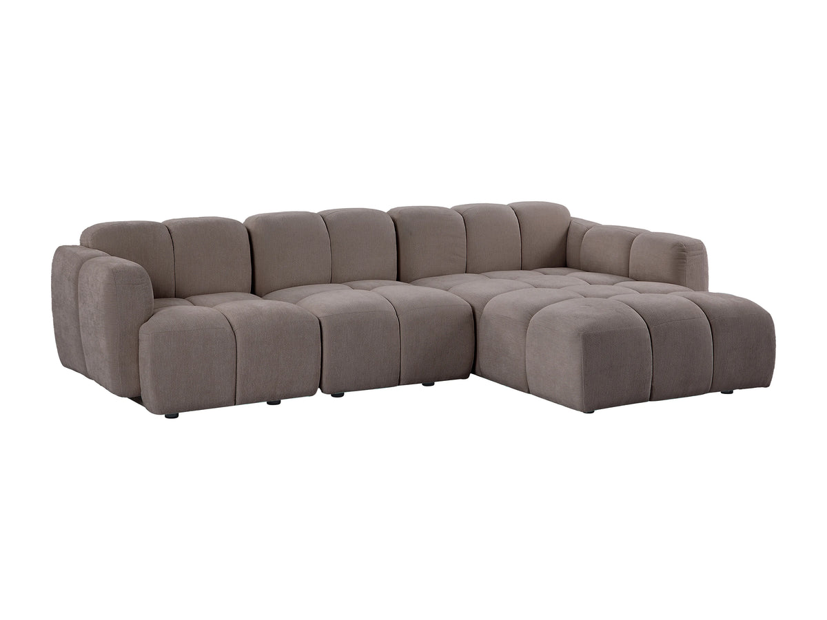 Canapé nuage d'angle modulable en tissu texturé taupe - CARLIVI