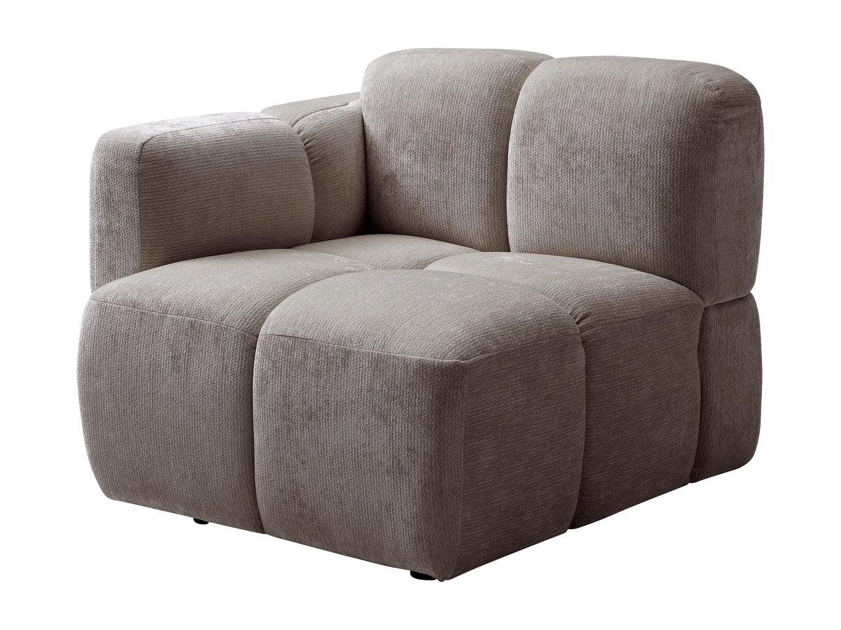 Canapé nuage d'angle modulable en tissu texturé taupe - CARLIVI