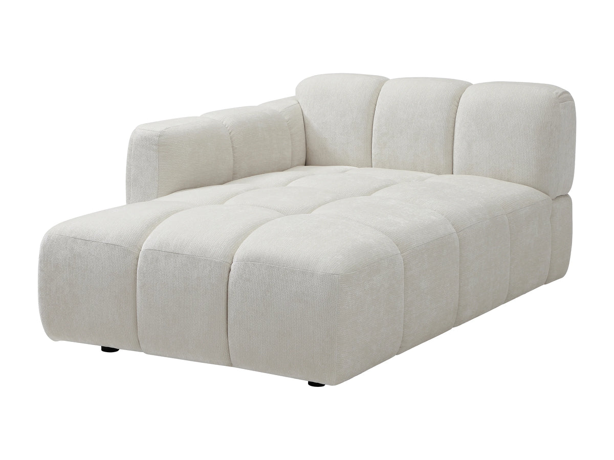 Canapé nuage angle panoramique modulable en tissu texturé blanc cassé - CARLIVI