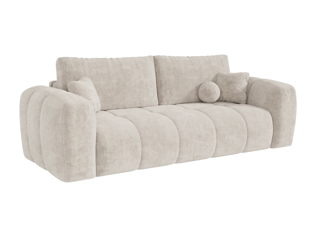 Canapé nuage convertible tissu chenille beige couchage 140 cm - BRIVANO