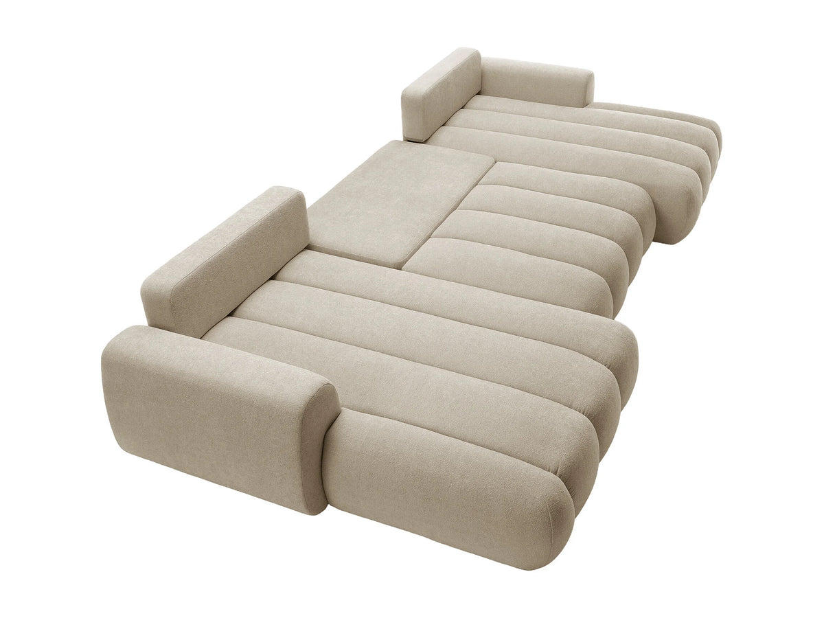 Canapé nuage d'angle panoramique convertible beige - FRIDORA