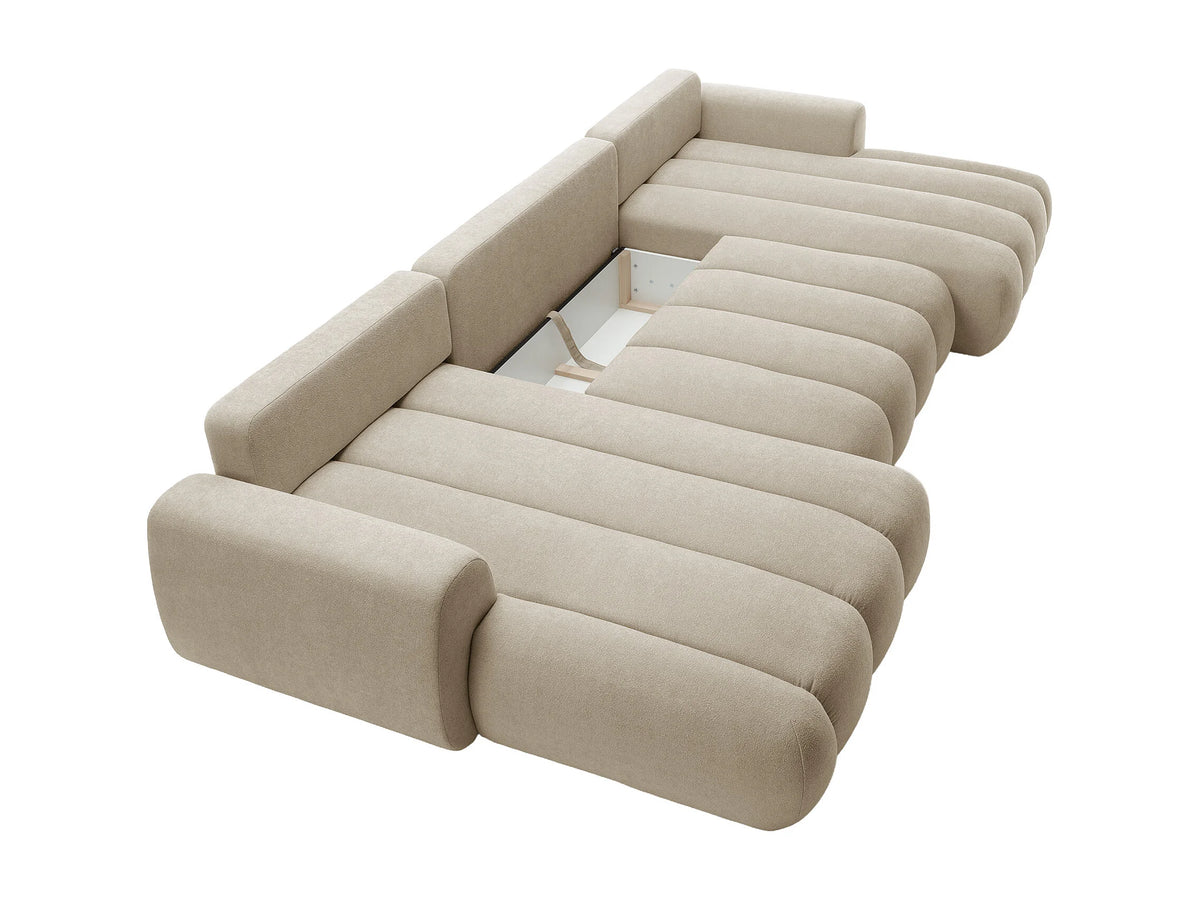 Canapé nuage d'angle panoramique convertible beige - FRIDORA