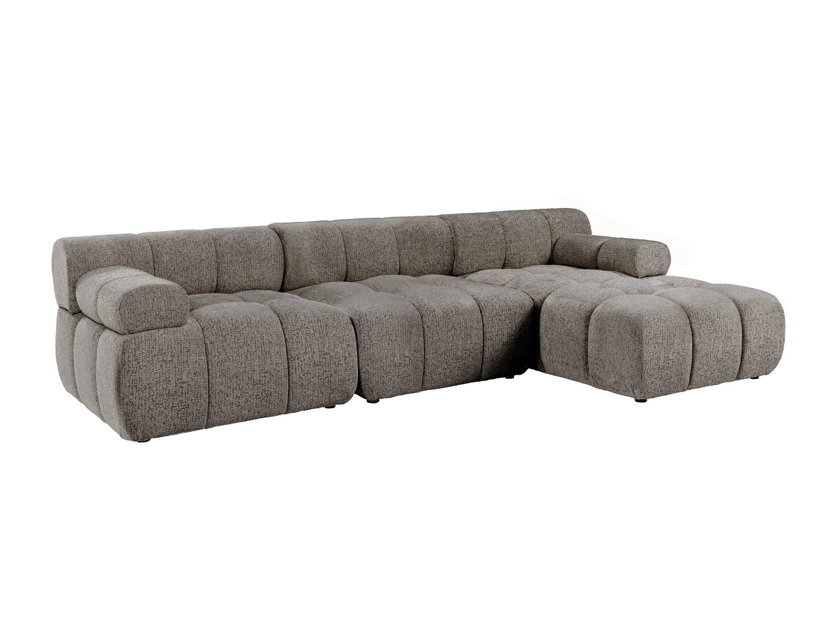 Canapé nuage d'angle modulable en tissu chiné taupe - FACIVIL
