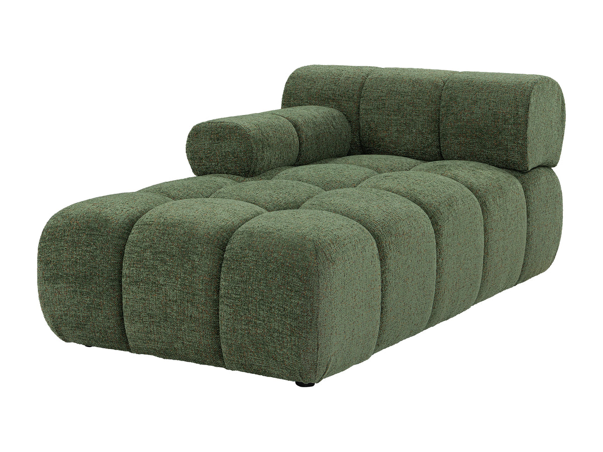 Canapé nuage d'angle panoramique modulable en tissu chiné vert - FACIVIL