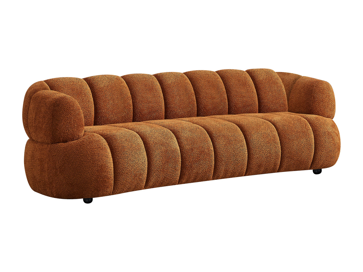 Canapé nuage 3 places en tissu bouclette terracotta - COLIANI