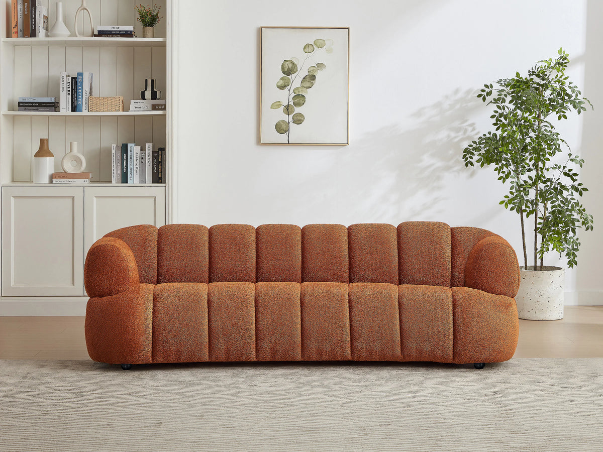 Canapé nuage 3 places en tissu bouclette terracotta - COLIANI