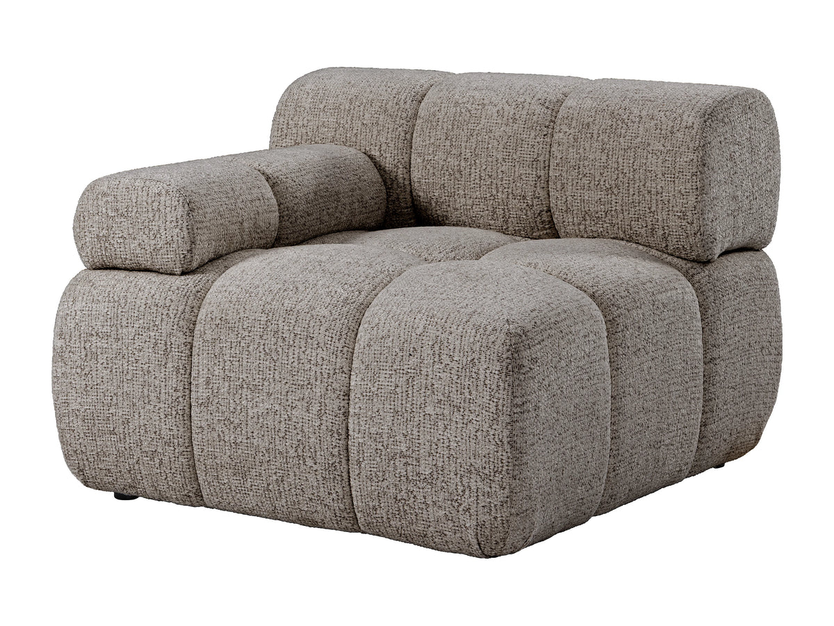 Canapé nuage d'angle modulable en tissu chiné taupe - FACIVIL