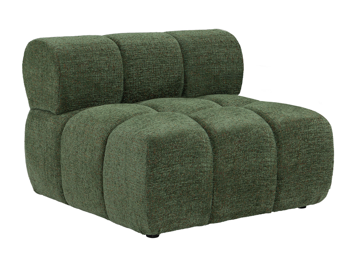 Canapé nuage d'angle panoramique modulable en tissu chiné vert - FACIVIL