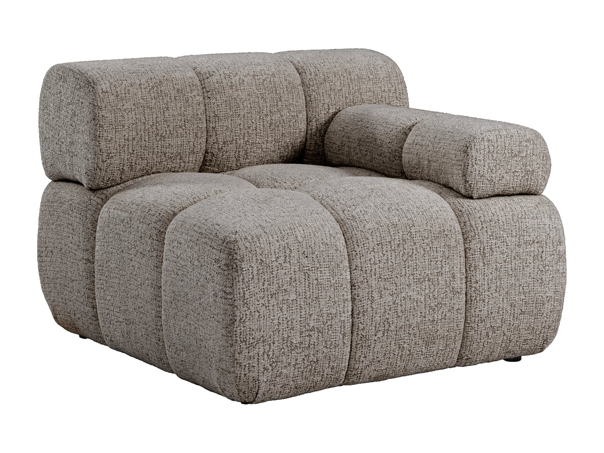 Fauteuil nuage d'angle droit en tissu chiné taupe - FACIVIL