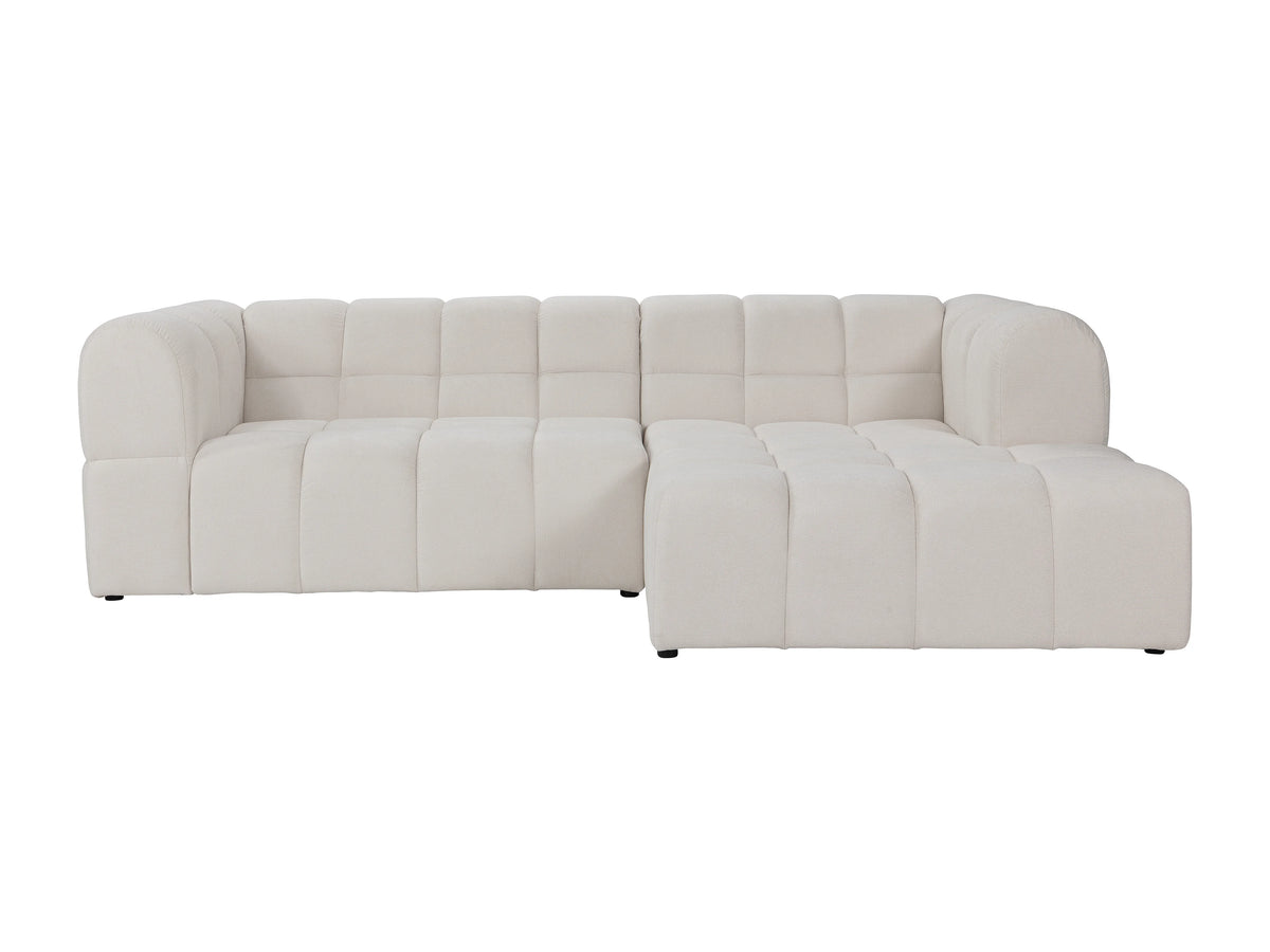 Canapé nuage d'angle droit en tissu texturé beige - RIMALO