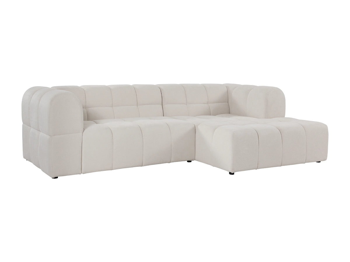 Canapé nuage d'angle droit en tissu texturé beige - RIMALO