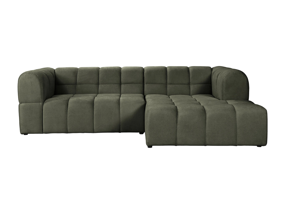 Canapé nuage d'angle droit en tissu texturé vert kaki - RIMALO
