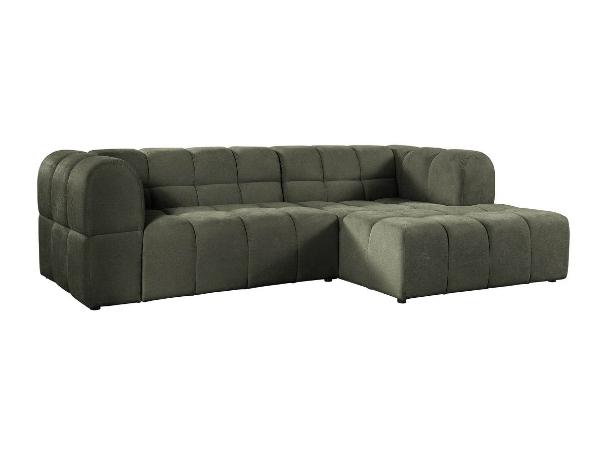 Canapé nuage d'angle droit en tissu texturé vert kaki - RIMALO