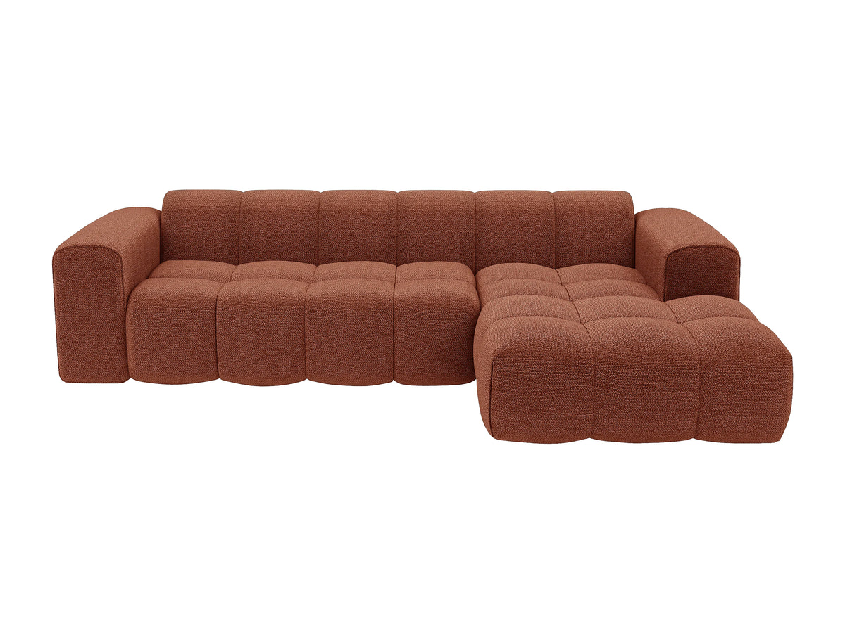 Canapé nuage d'angle droit en tissu chenille terracotta - CALESO