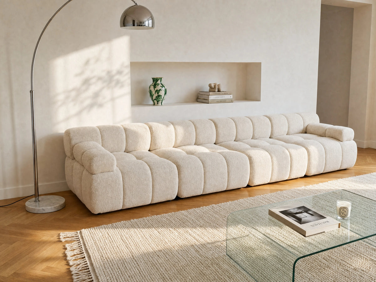 Canapé nuage modulable panoramique 5 places beige - FACIVIL