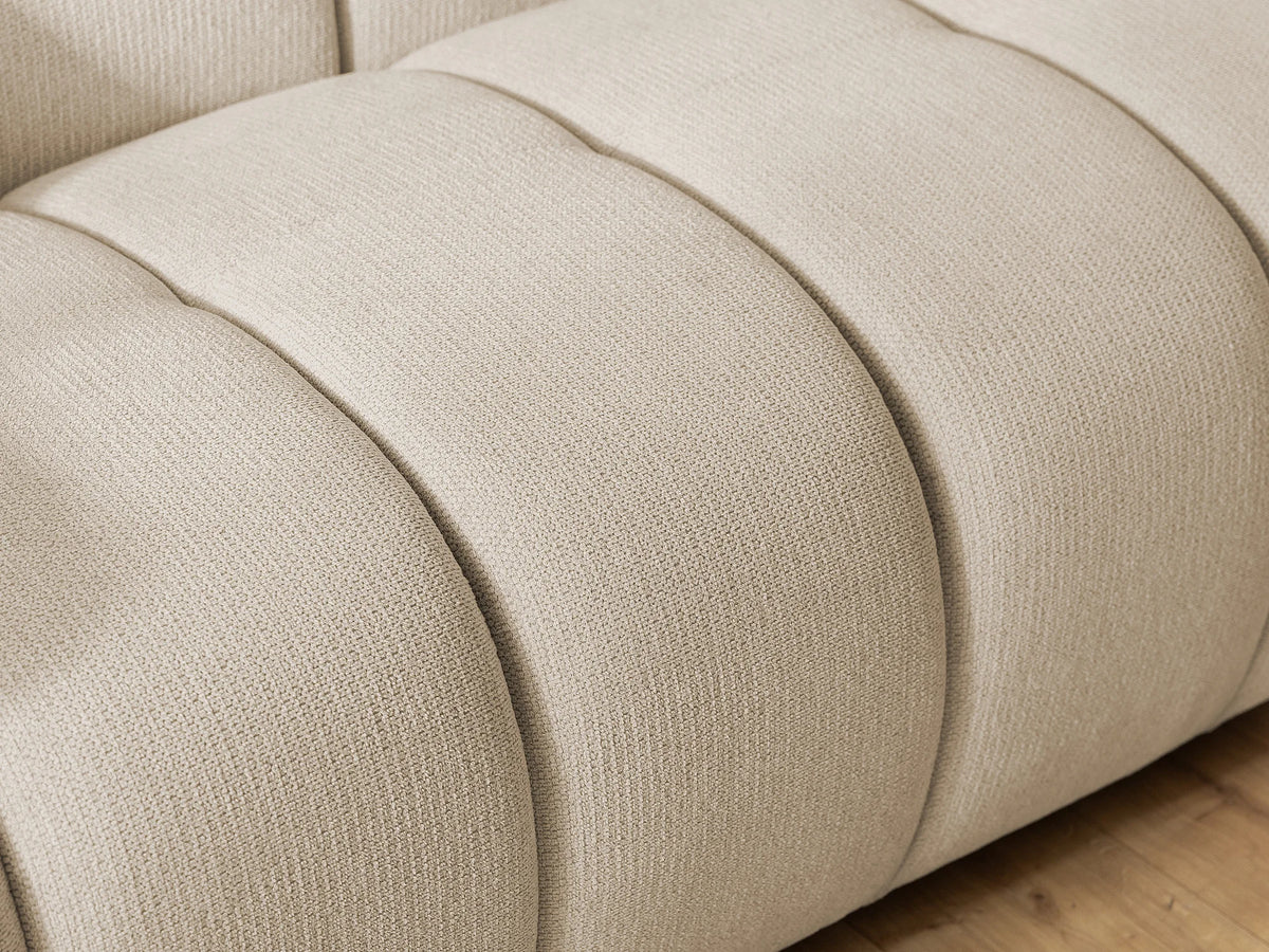 Canapé nuage matelassé bulles tissu beige - NUBIRA