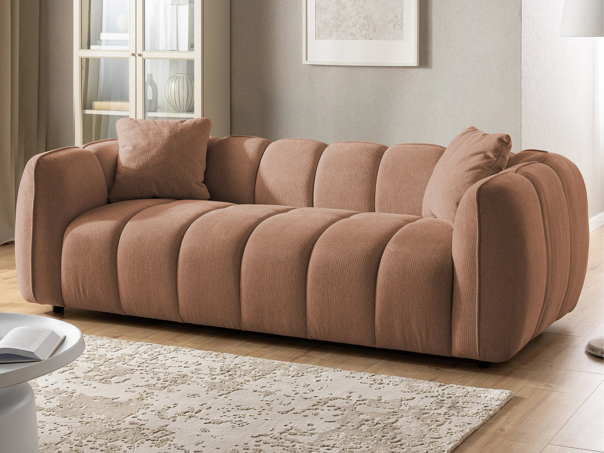 Canapé nuage matelassé bulles tissu terracotta - NUBIRA