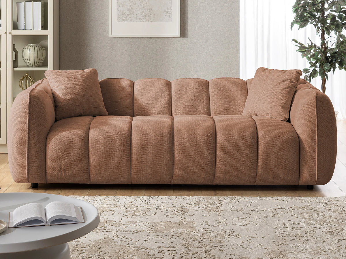 Canapé nuage matelassé bulles tissu terracotta - NUBIRA