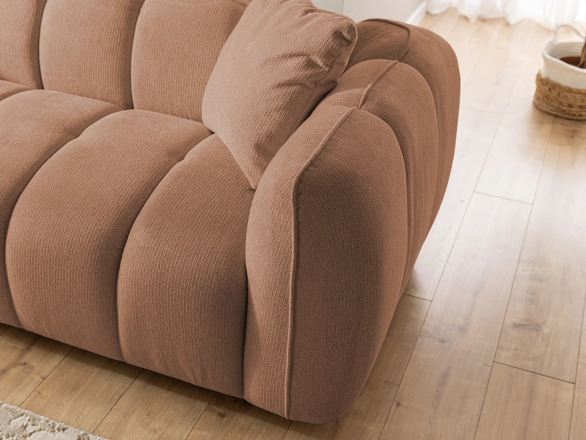 Canapé nuage matelassé bulles tissu terracotta - NUBIRA