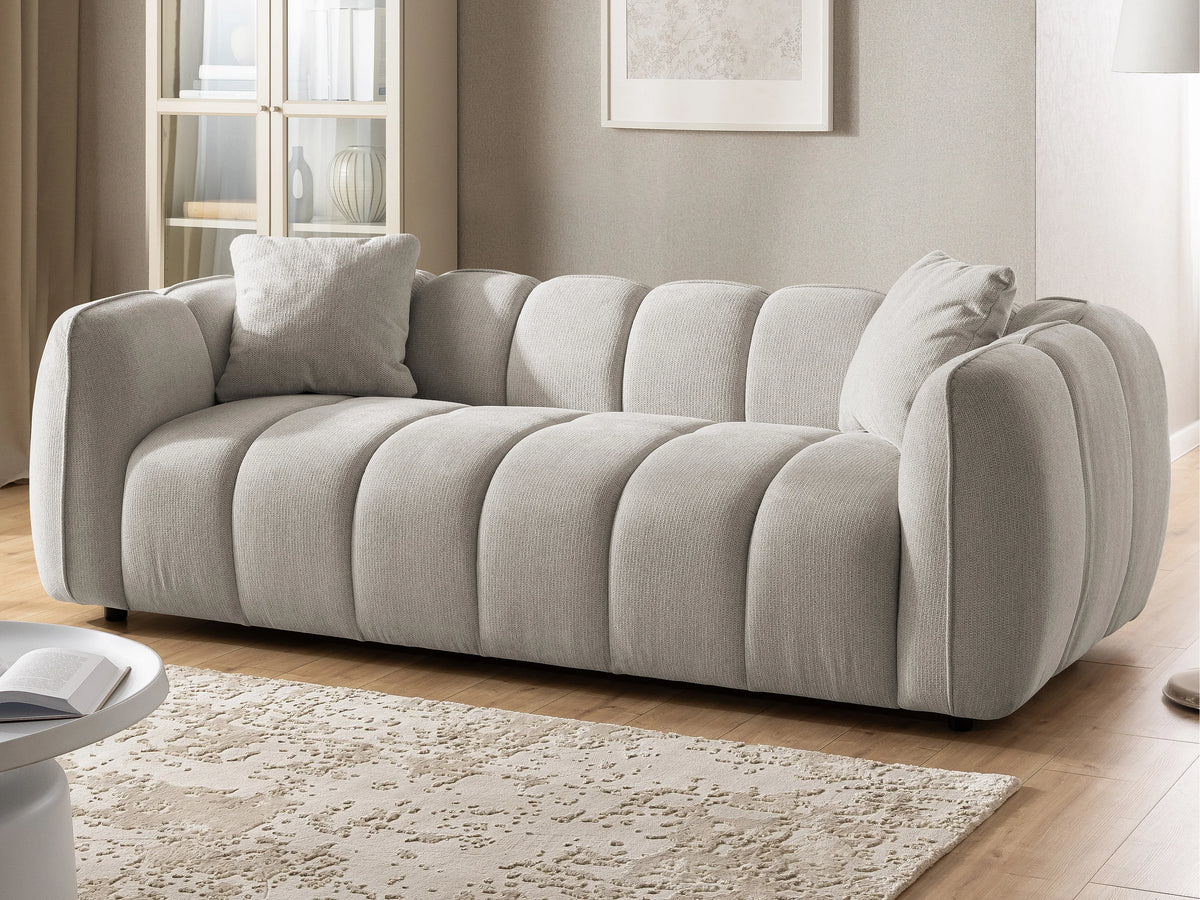 Canapé nuage matelassé bulles tissu taupe - NUBIRA