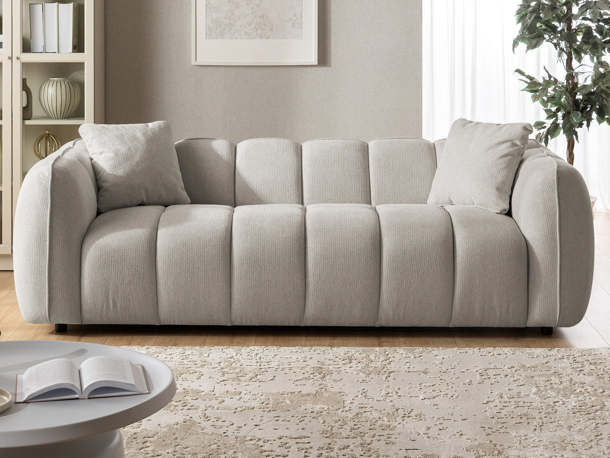 Canapé nuage matelassé bulles tissu taupe - NUBIRA