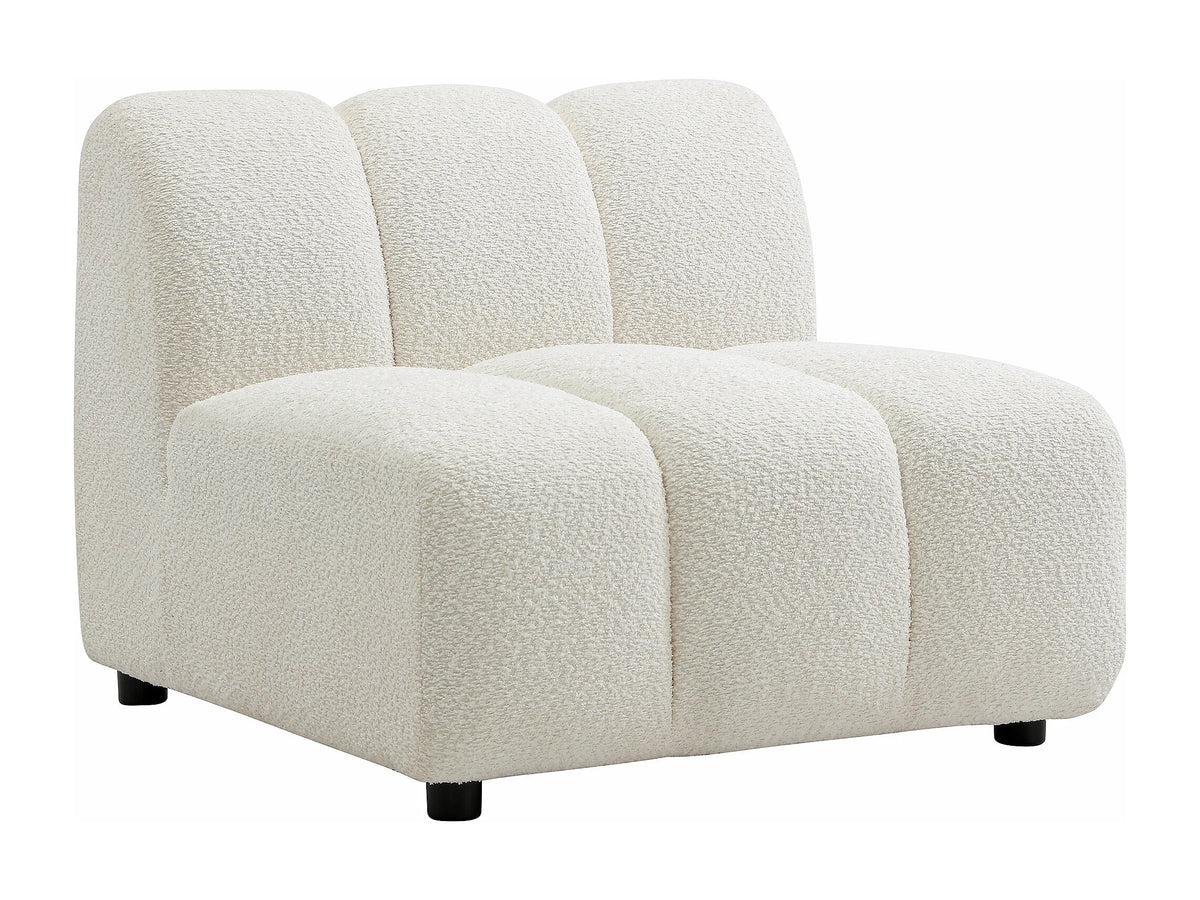 Canapé nuage modulable 4 places en tissu bouclette blanc cassé - JUTINI