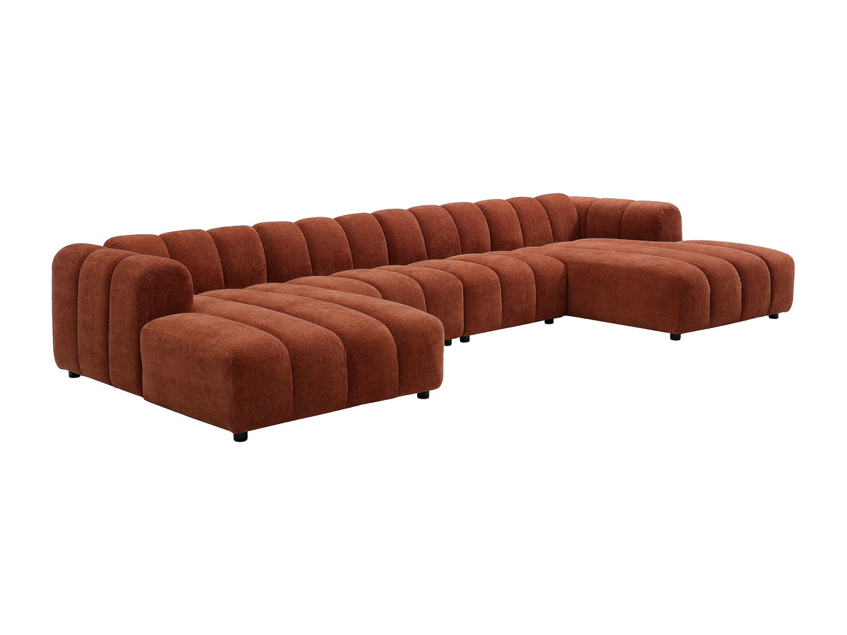 Canapé nuage d'angle panoramique modulable terracotta - JUTINI