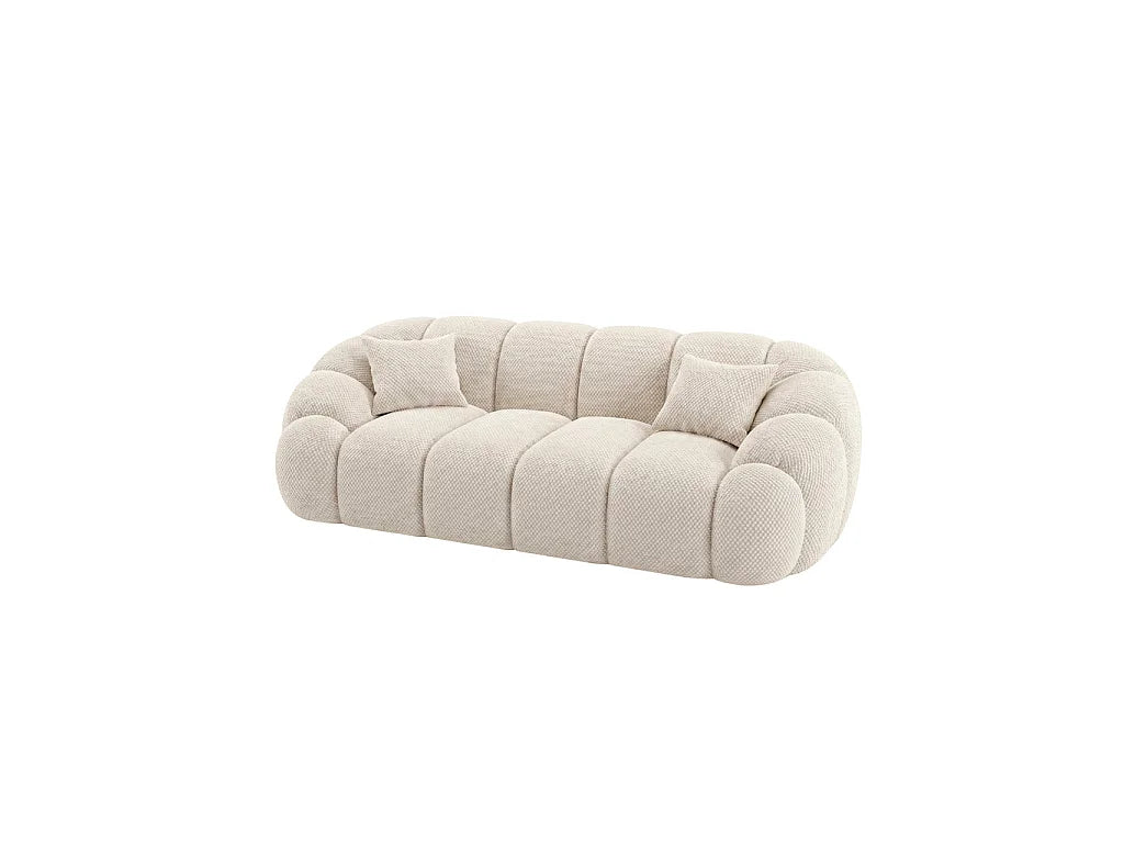 Canapé nuage droit 2 places en tissu chenille beige - SERENA