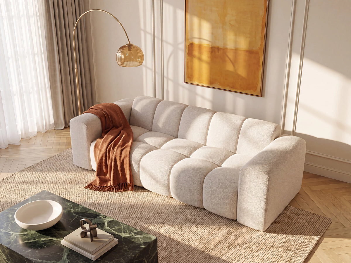 Canapé nuage 3 places en tissu chenille beige - CALESO