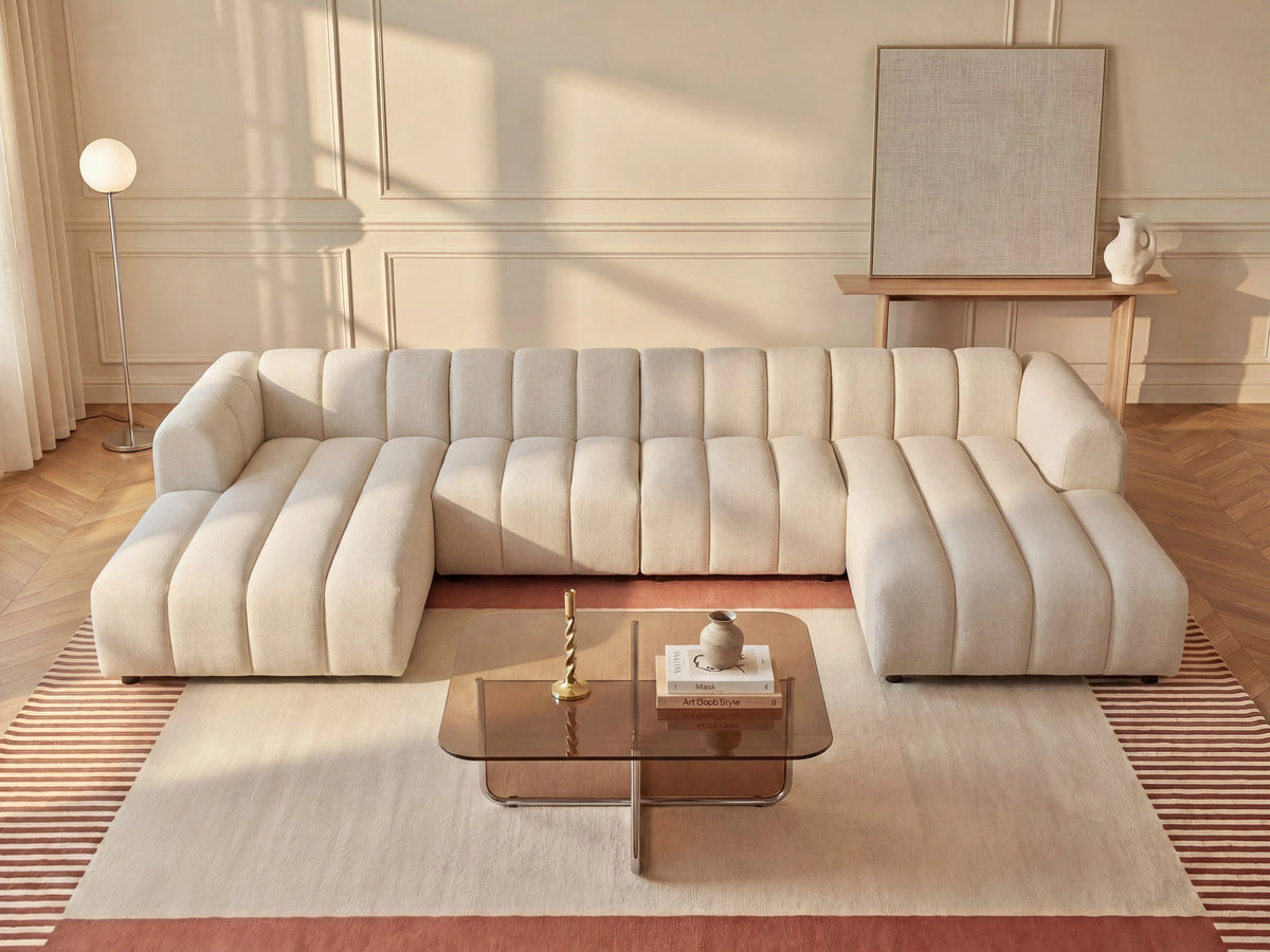 Fauteuil nuage en tissu texturé beige - JUTINI