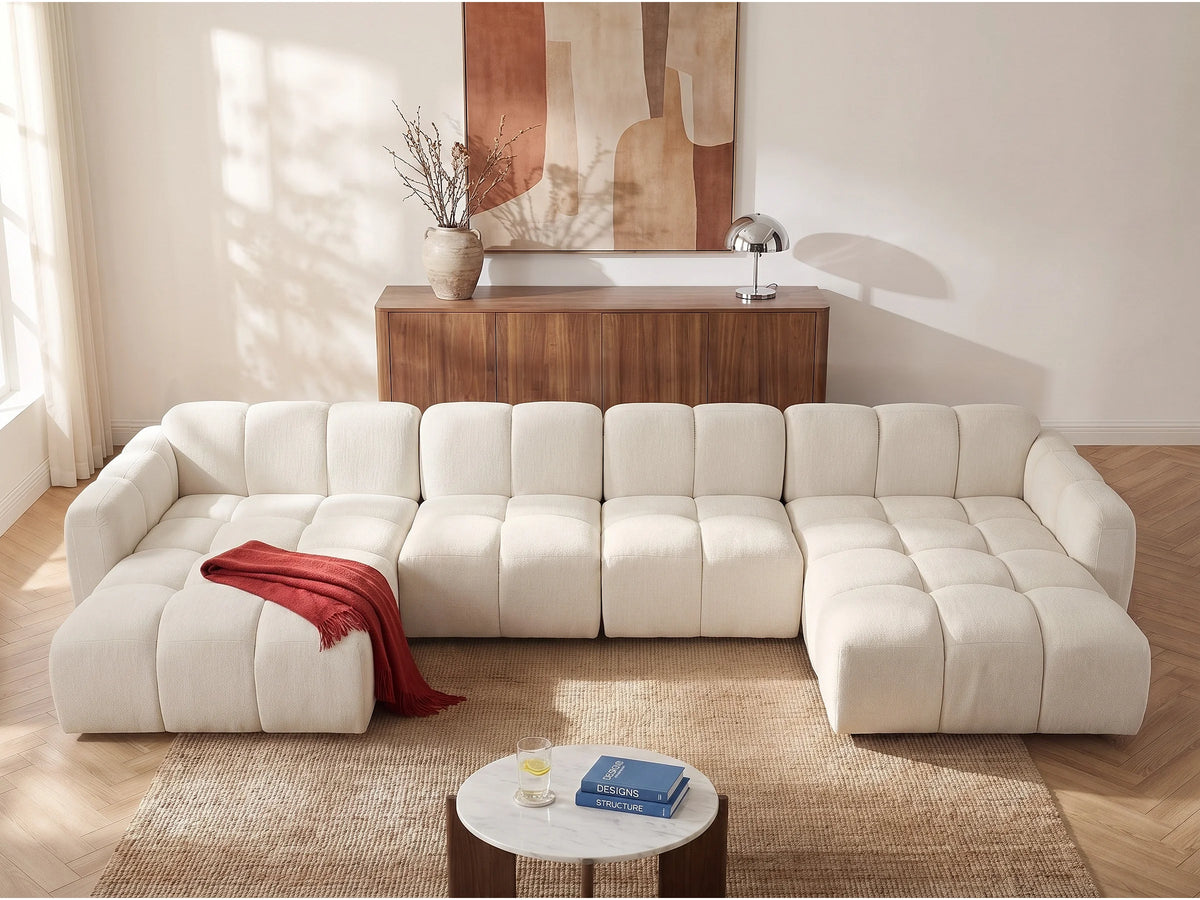 Fauteuil nuage en tissu texturé blanc cassé - CARLIVI