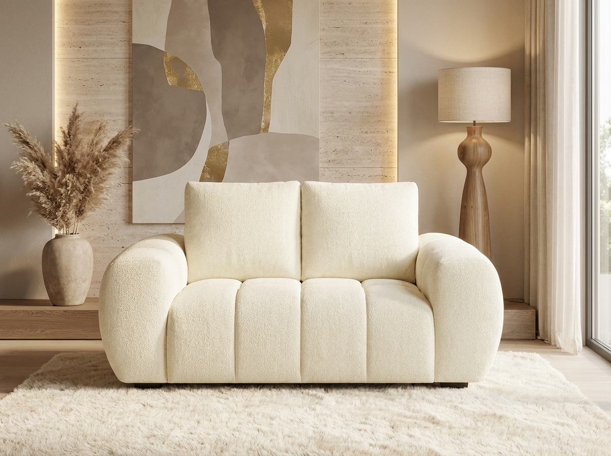 Canapé nuage 2 places en tissu beige - BERENIA