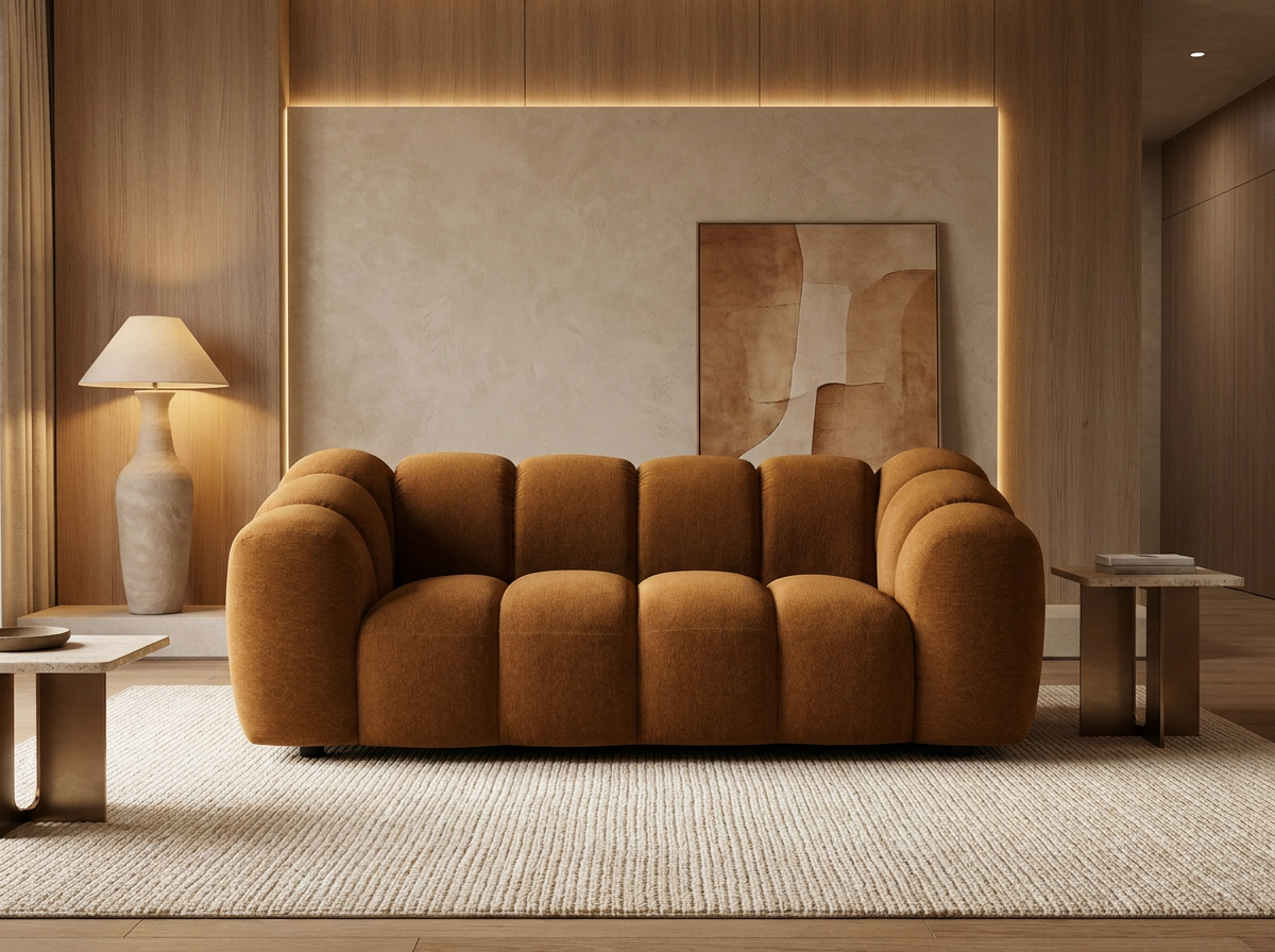 Canapé nuage 2 places en tissu tweed bronze - SUNNY