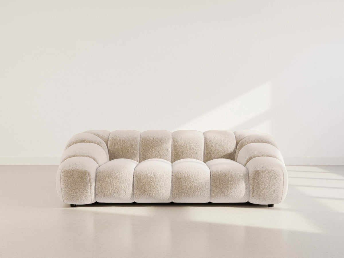 Canapé nuage 3 places en velours texturé beige - AVA