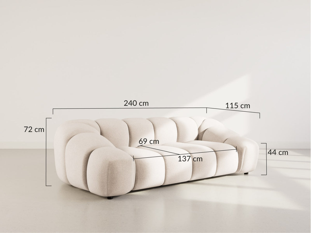 Canapé nuage 3 places en velours texturé beige - AVA