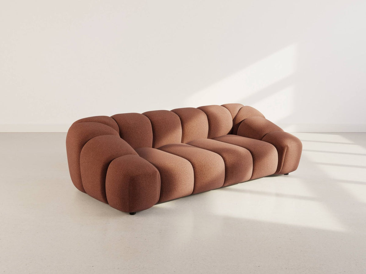 Canapé nuage 3 places en velours texturé terracotta - AVA