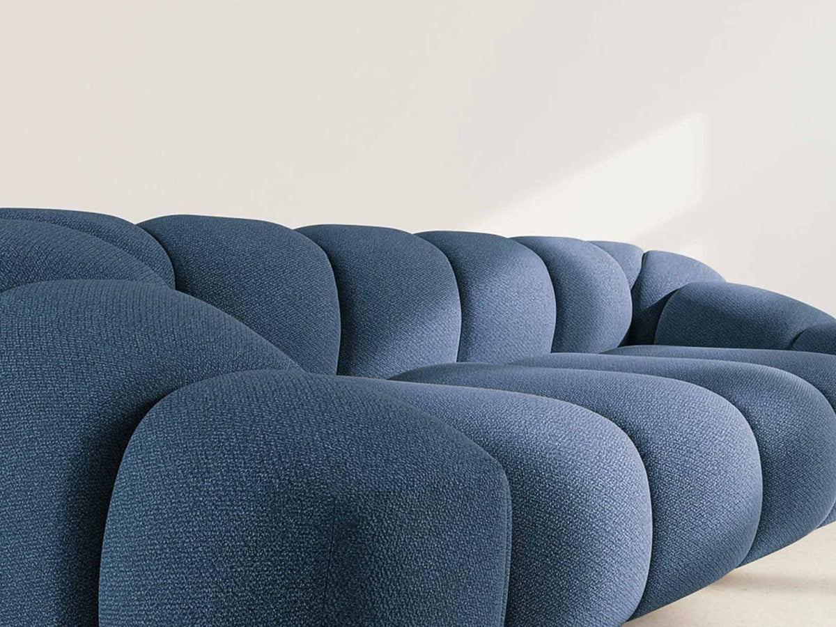 Canapé nuage 3 places en velours texturé bleu marine - AVA