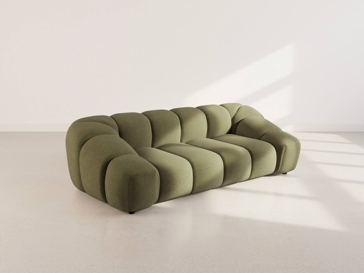 Canapé nuage 3 places en velours texturé vert - AVA
