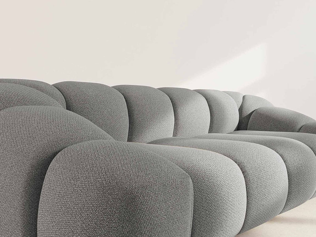 Canapé nuage 3 places en velours texturé gris clair - AVA