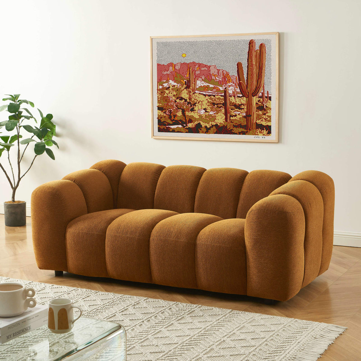 Canapé nuage 2 places en tissu tweed bronze - SUNNY