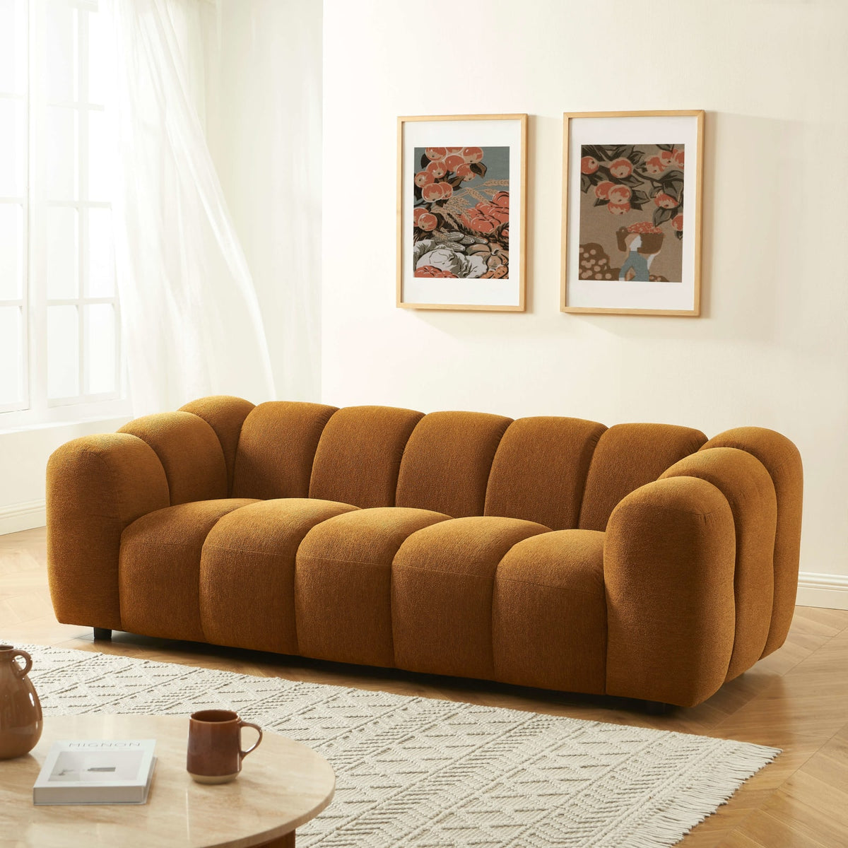 Canapé nuage 3 places en tissu tweed bronze - SUNNY