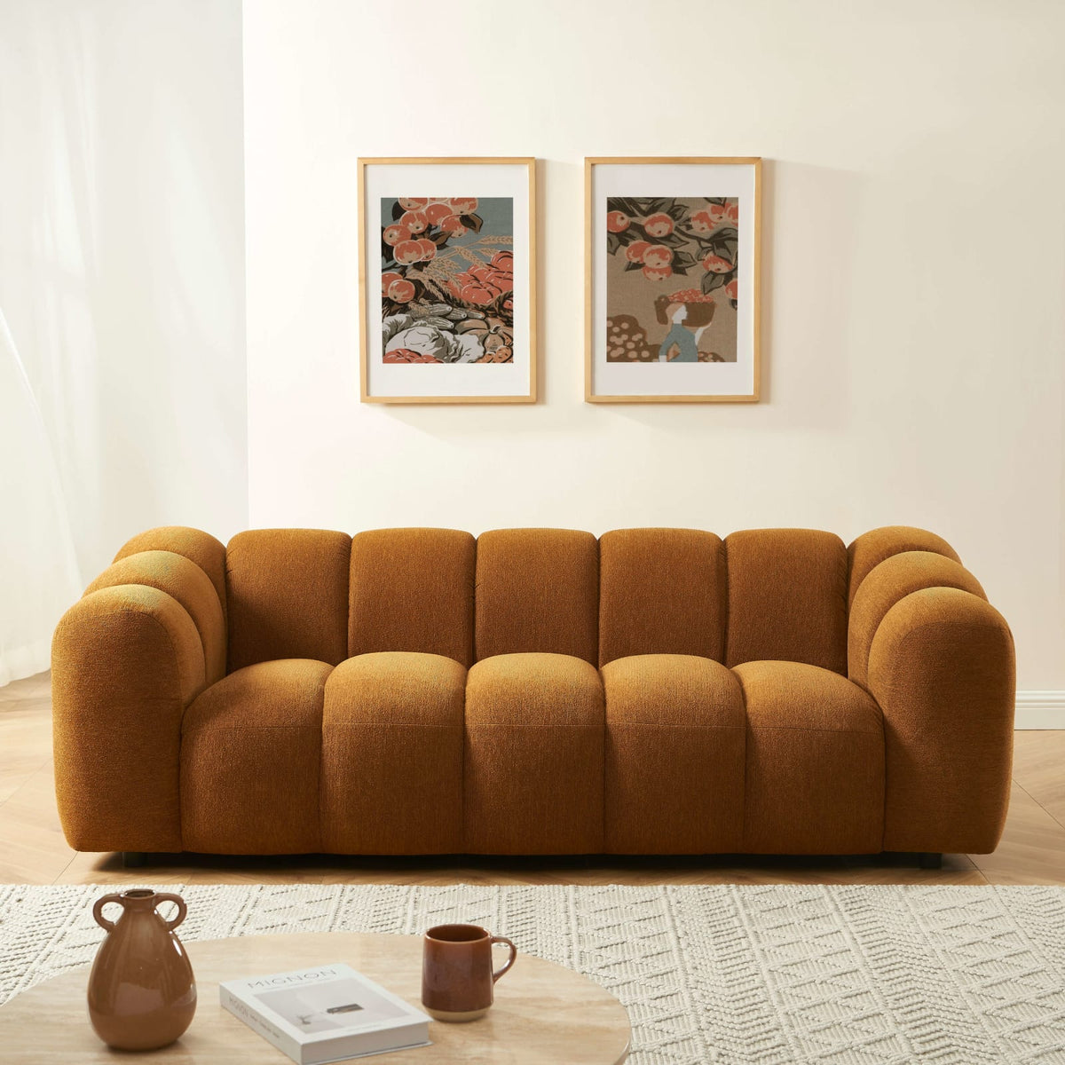 Canapé nuage 3 places en tissu tweed bronze - SUNNY
