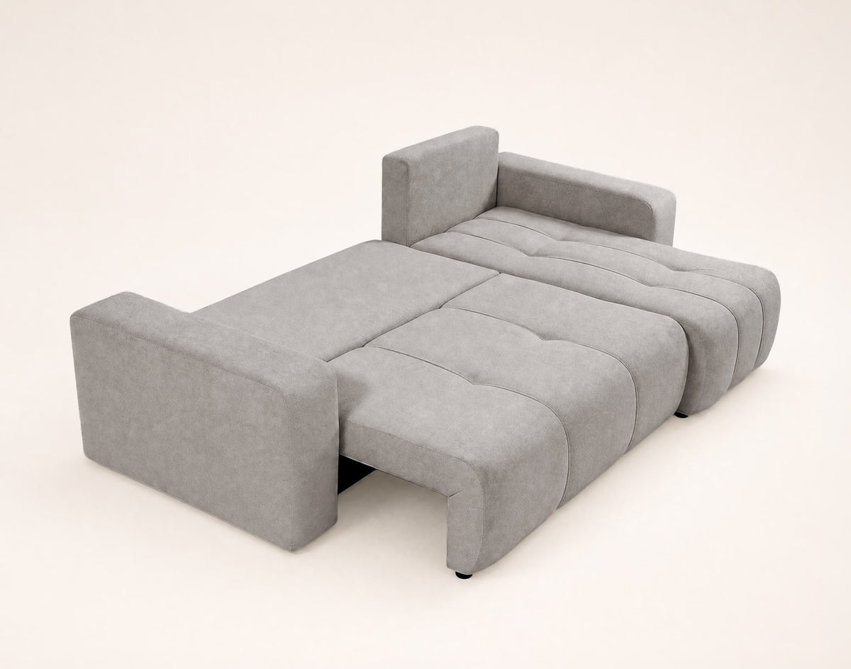 Canapé nuage d'angle réversible convertible 4 places en tissu gris clair - NICOLE